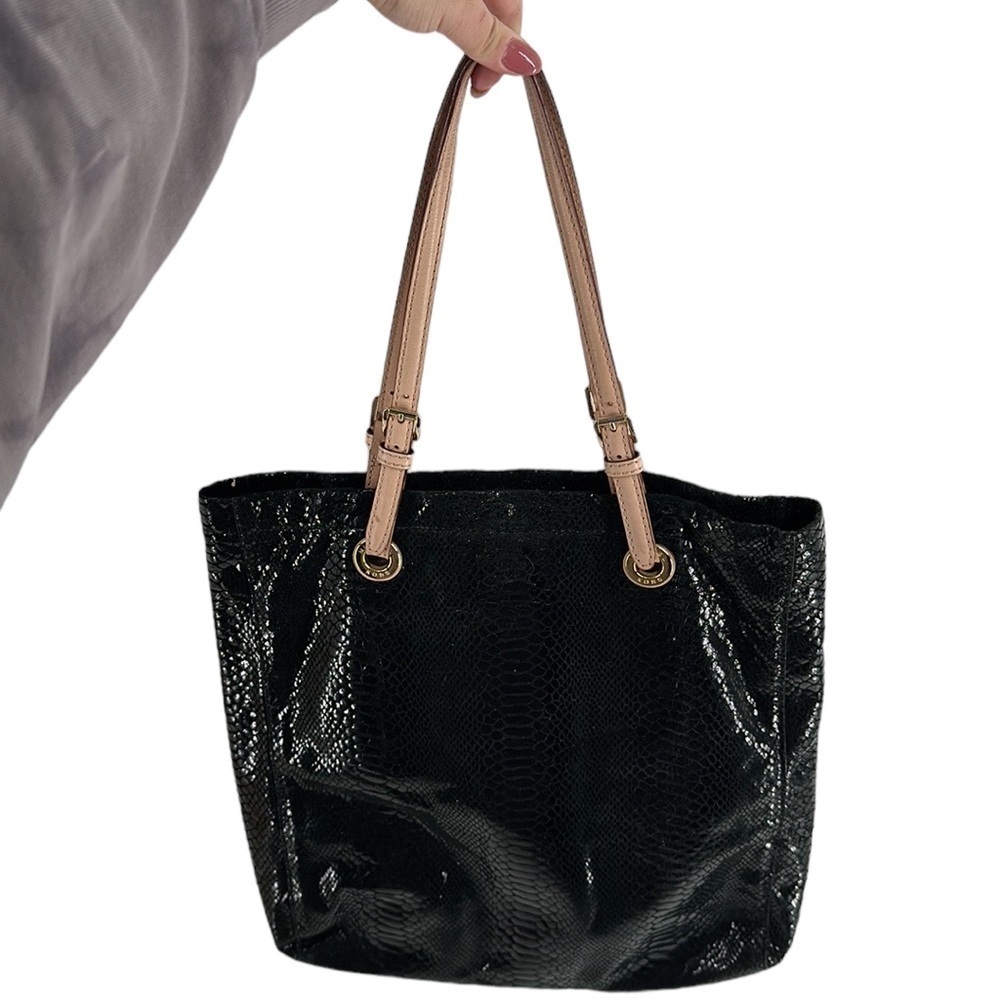 Michael Kors Black Python Effect Patent Leather N… - image 4